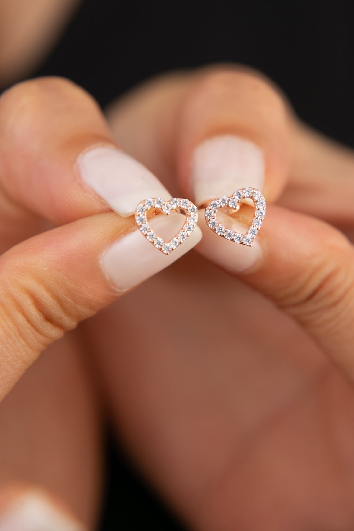 Boucles d'oreilles en argent sterling 925 plaqué rose, modèle cœur pour femmes, vente en gros
