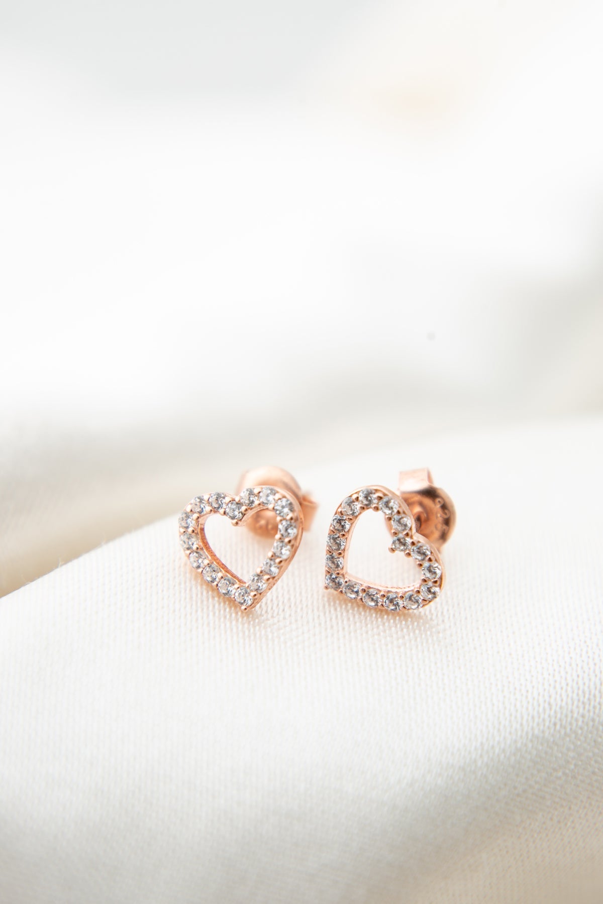 Boucles d'oreilles en argent sterling 925 plaqué rose, modèle cœur pour femmes, vente en gros