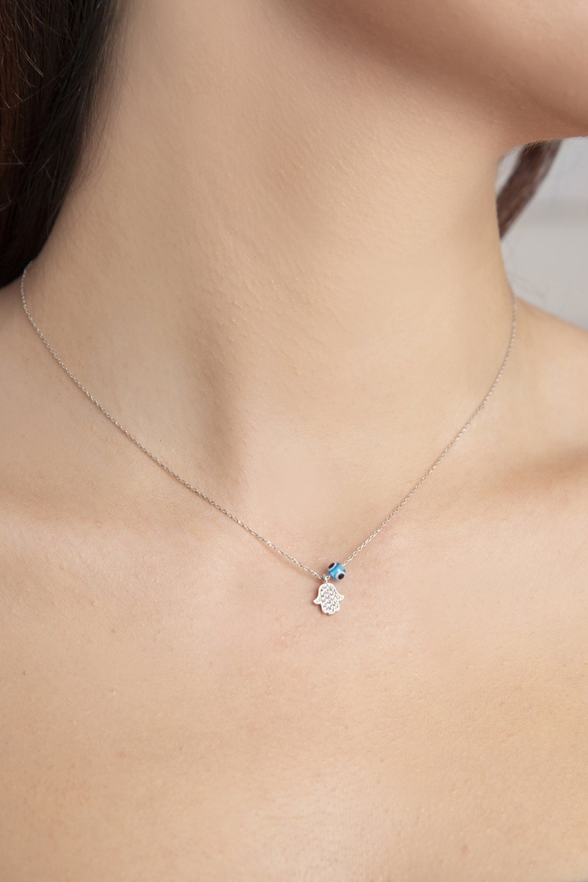 Collier en argent Sterling 925, Mini perles Hamsa et mauvais œil pour femmes, vente en gros