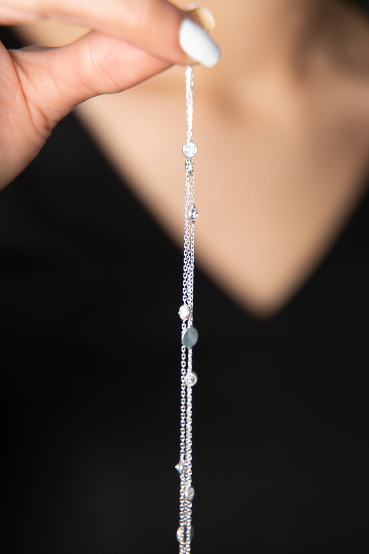 Bracelet pour femme en argent sterling 925 avec plaque en pierres précieuses détaillée , vente en gros