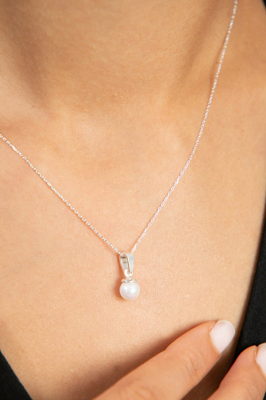 Wholesale Women's Pearl Model 925 Sterling Silver Necklace