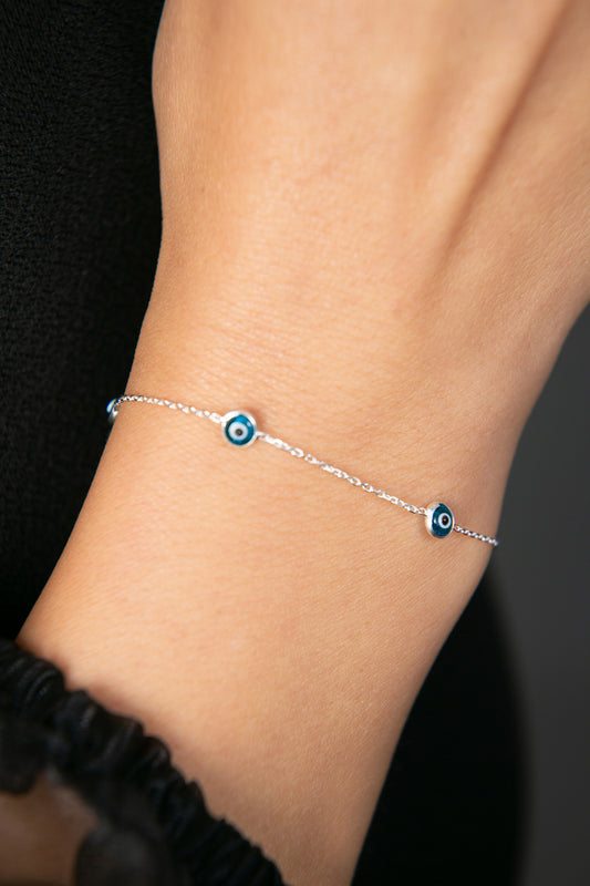 Wholesale Women's Evil Eye 925 Sterling Silver Bracelet