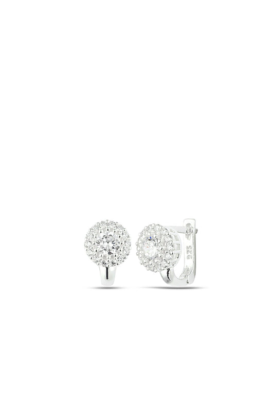 Wholesale Women's 925 Sterling Silver Single Stone Stud Earrings with Rhodium Plating