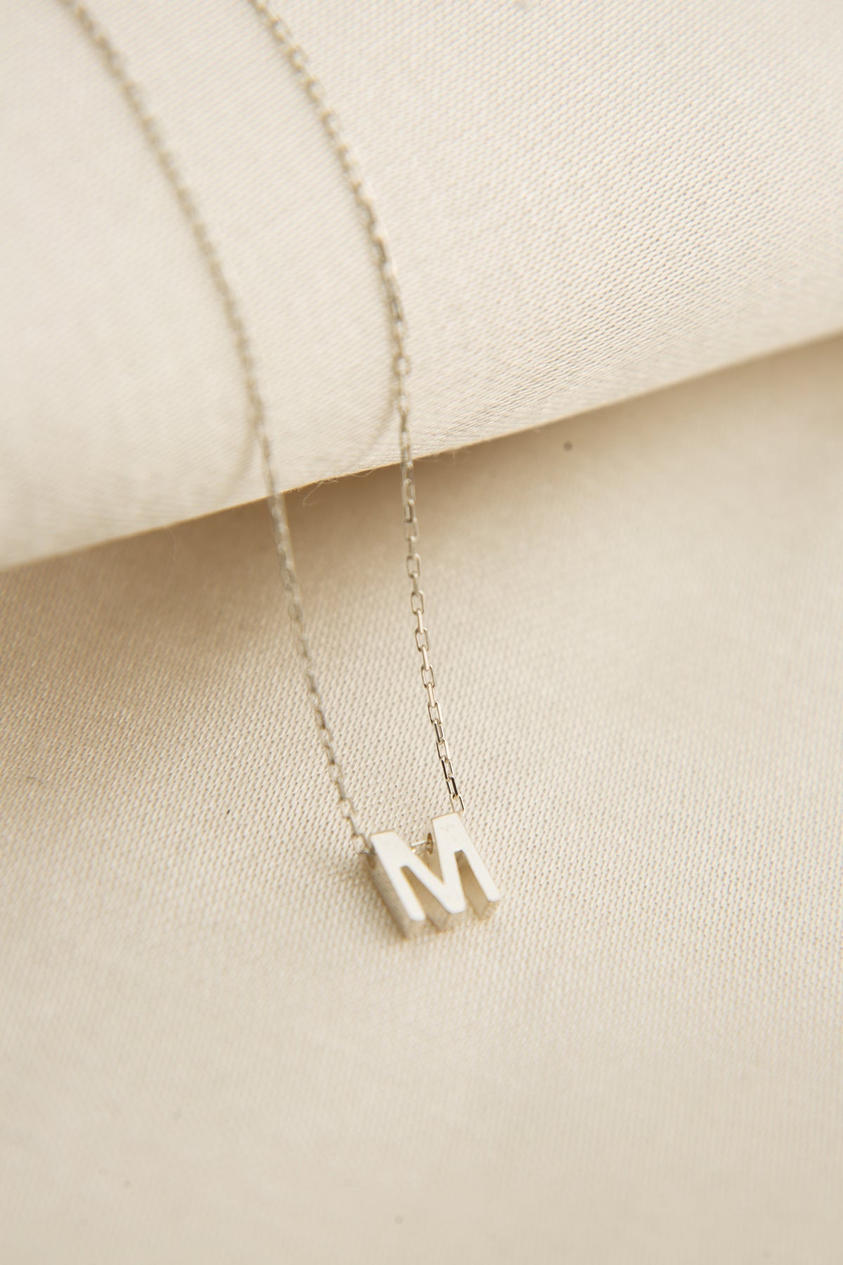 Collier en argent sterling 925 avec lettre M 3D pour femmes, vente en gros 