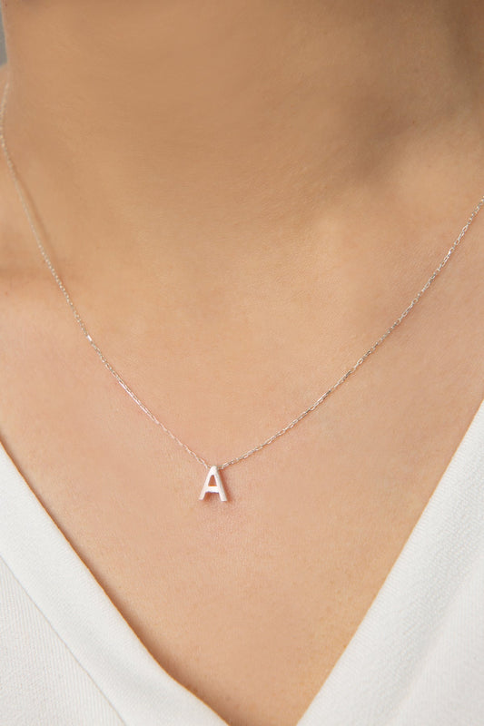 Collier en argent sterling 925 avec lettre A 3D pour femmes, vente en gros