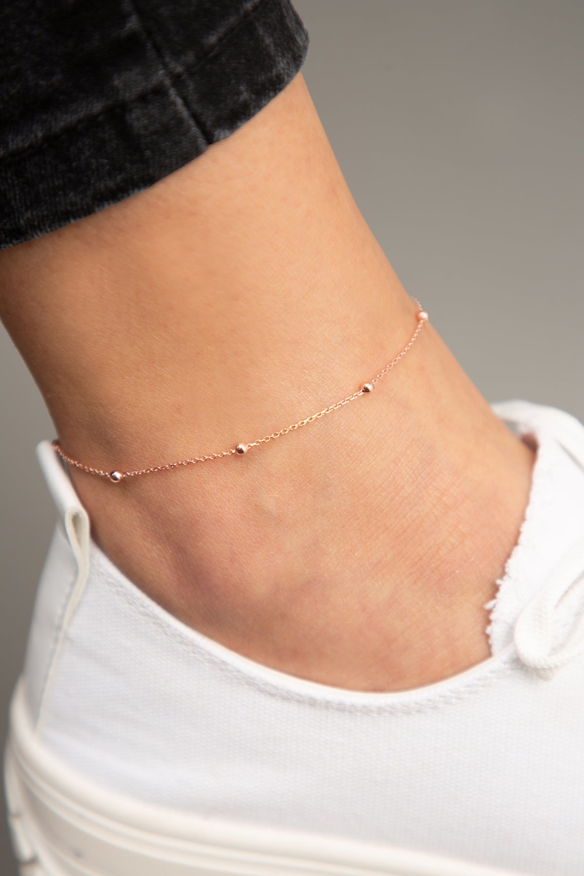 Wholesale Women's Rose Plated Top Chain Model 925 Sterling Silver Anklet