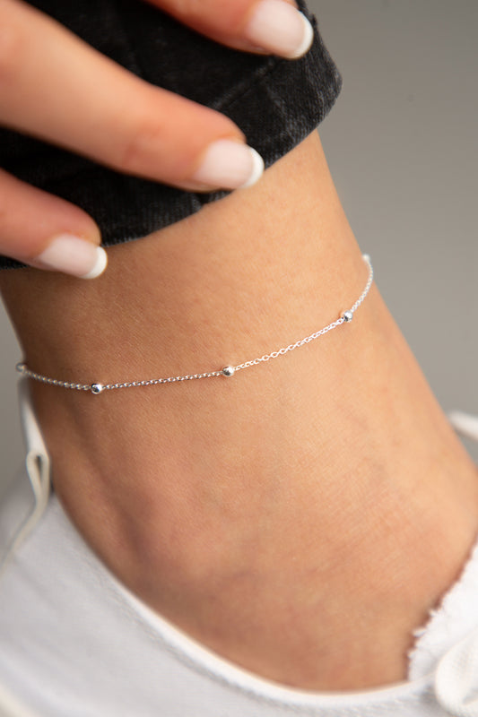 Bracelet de cheville avec chaîne à  boule en argent sterling 925 pour femmes,vente en gros 