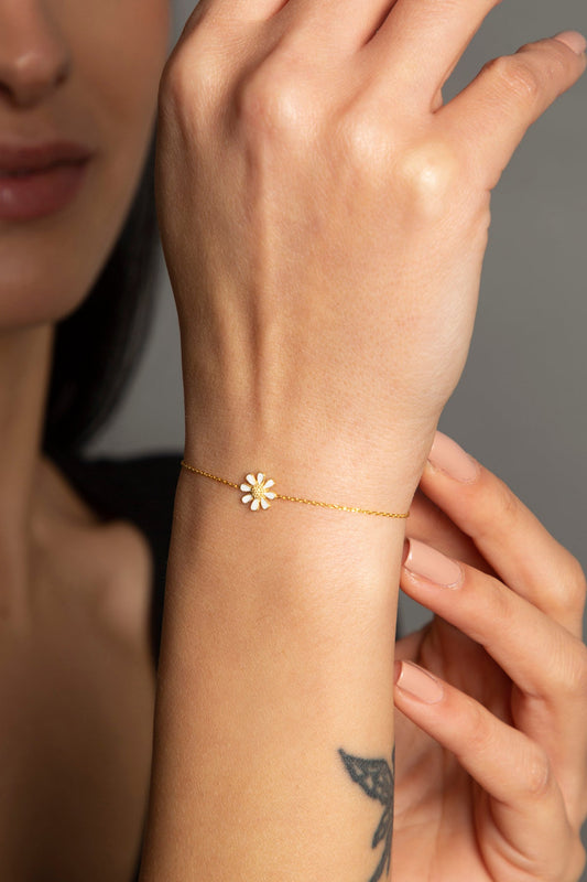 Wholesale Women's Minimal Daisy 925 Sterling Silver Bracelet