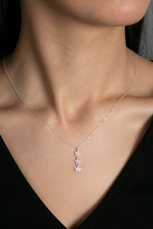 Collier en argent sterling 925 avec étoiles alignées pour femmes, vente en gros