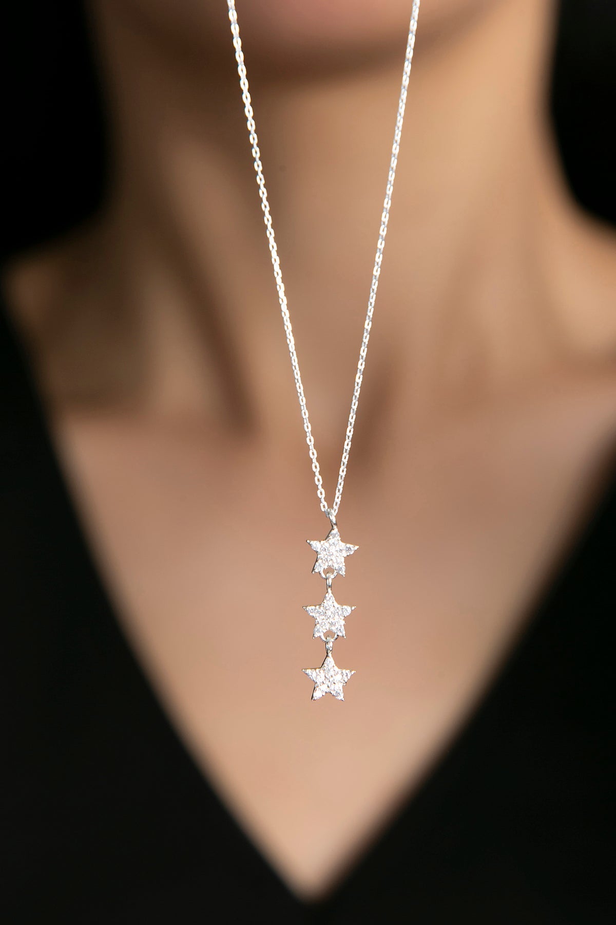 Collier en argent sterling 925 avec étoiles alignées pour femmes, vente en gros