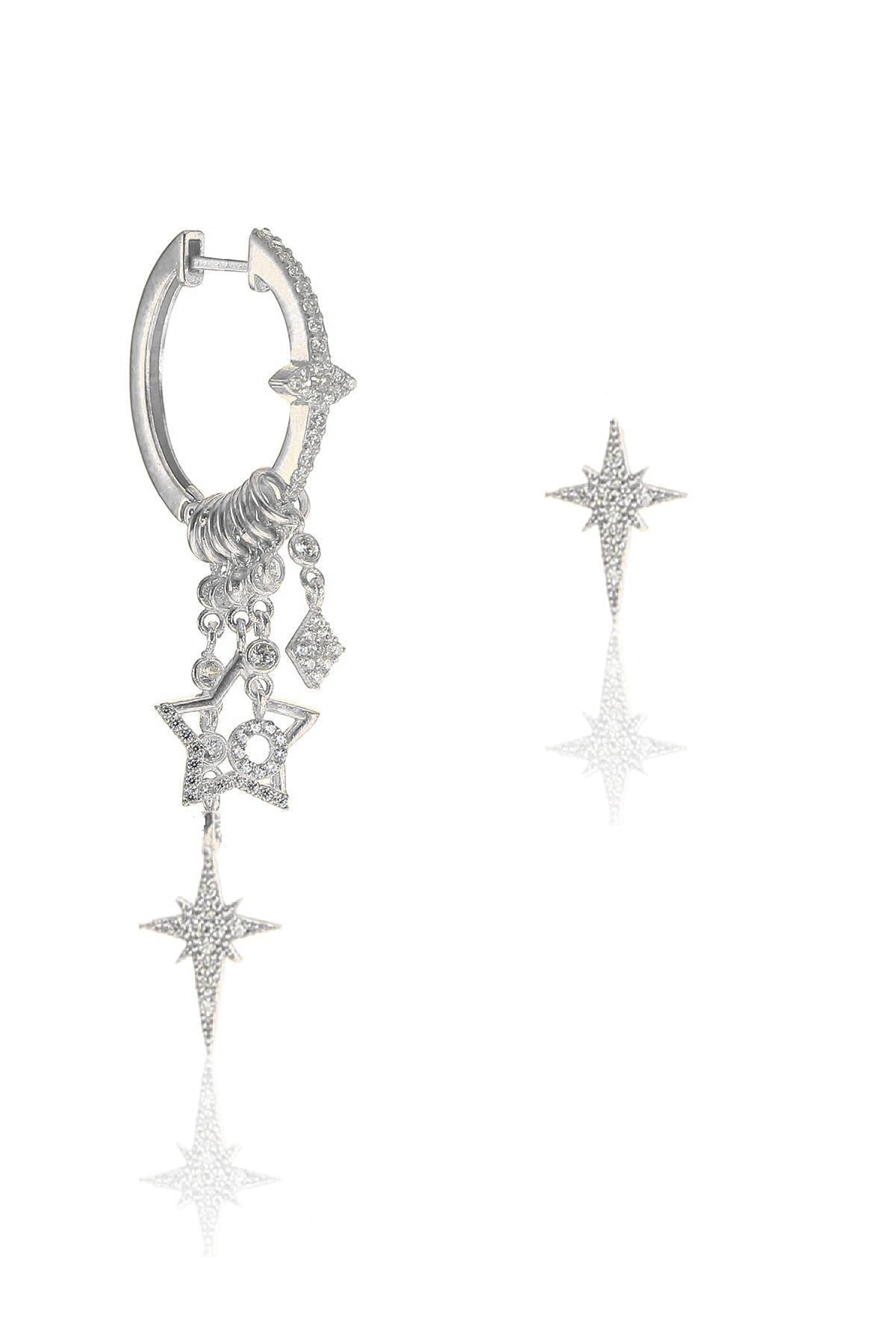 Wholesale Women's North Star Model 925 Sterling Silver Earrings