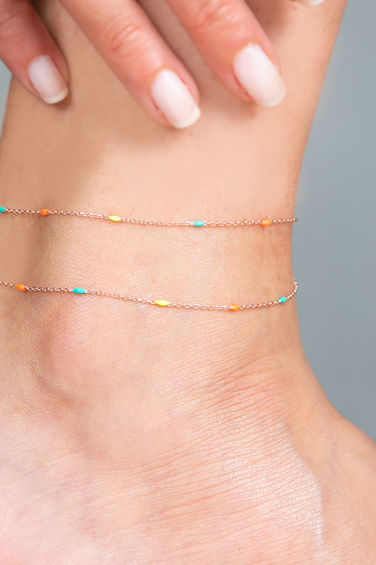 Wholesale Women's 925 Sterling Silver Anklet with Colored Stone Detail