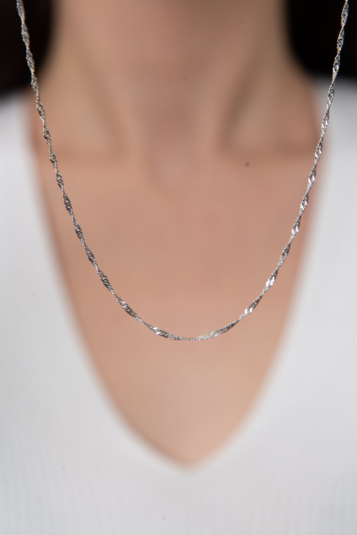 Wholesale Women's Singapore Model 60 Cm 925 Sterling Silver Necklace