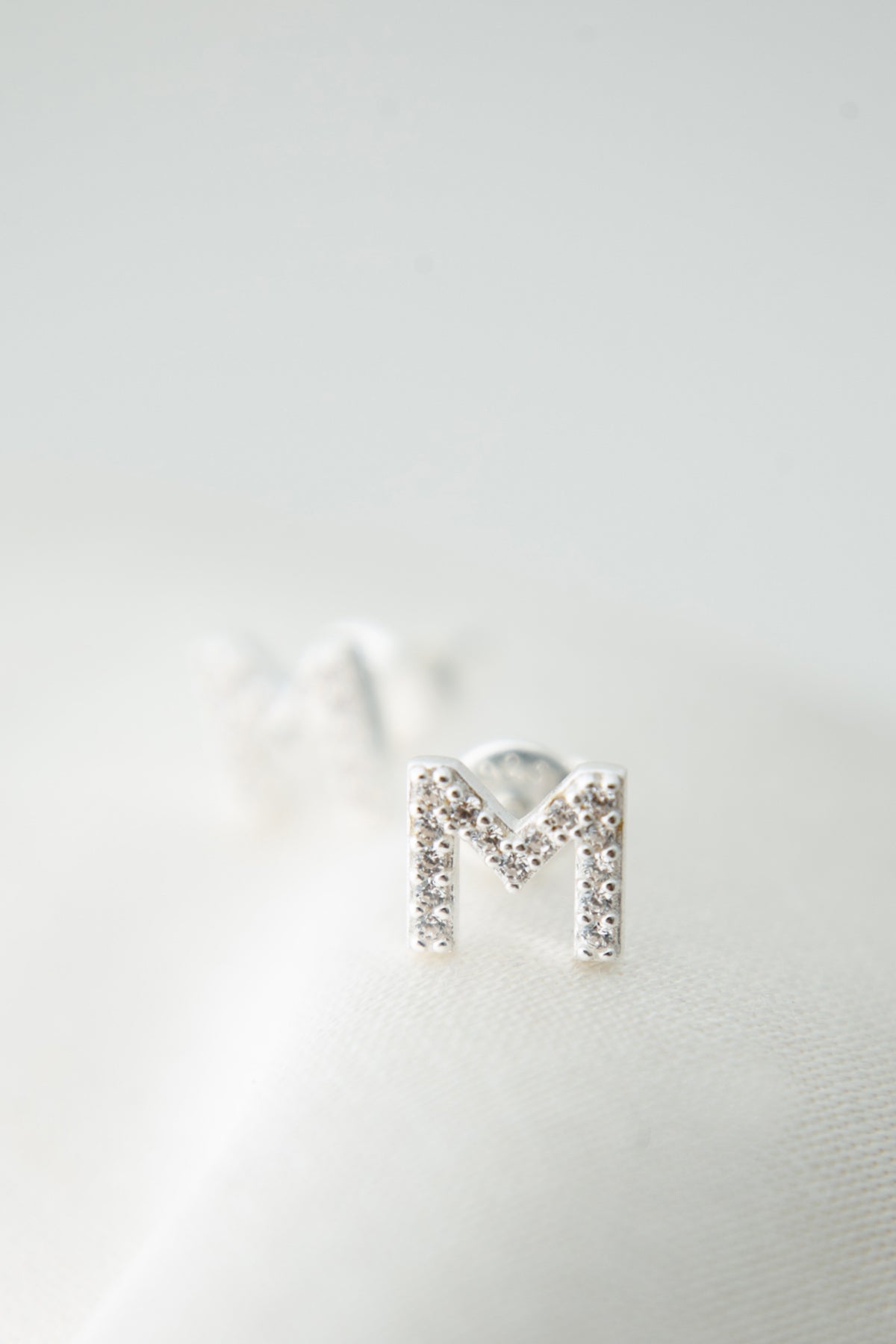 Wholesale Women's M Initial 925 Sterling Silver Earrings