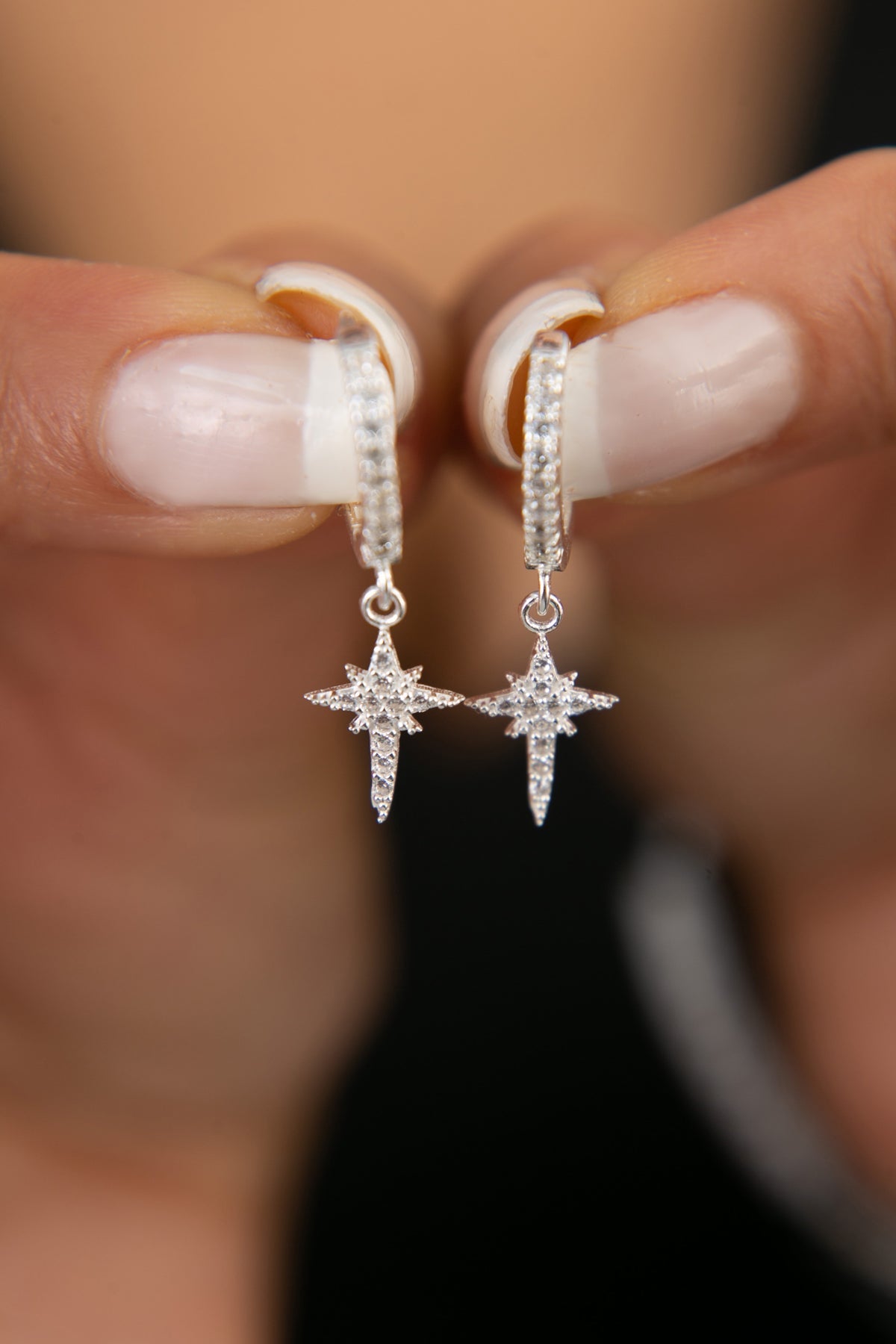 Vente en gros Boucles d'oreilles en argent sterling 925 modèle North Star pour femmes 