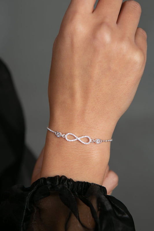 Wholesale Women's Rhodium-Plated Infinity Model 925 Sterling Silver Bracelet