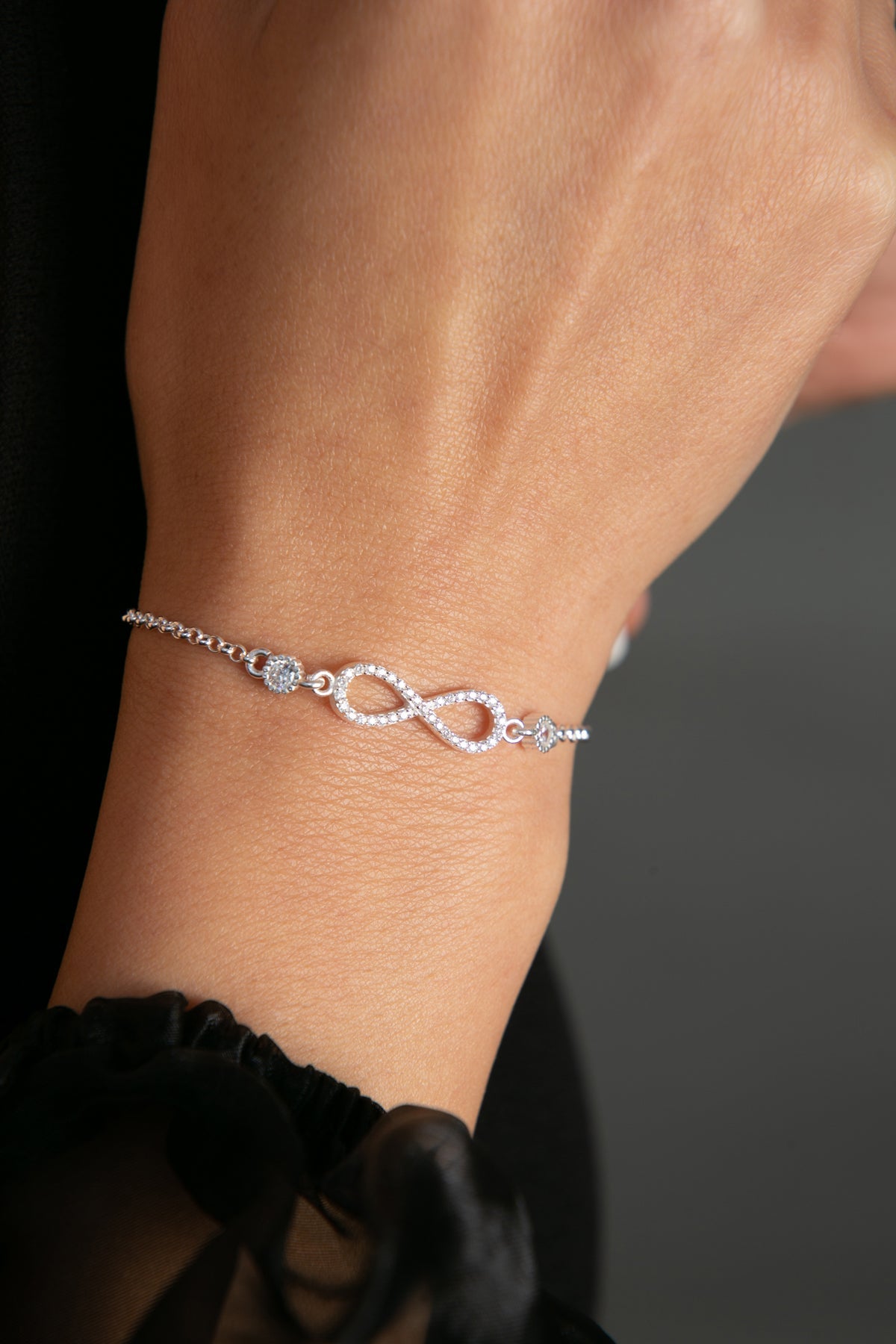 Bracelet en argent sterling 925 rhodié pour femme, modèle Infinity, vente en gros 