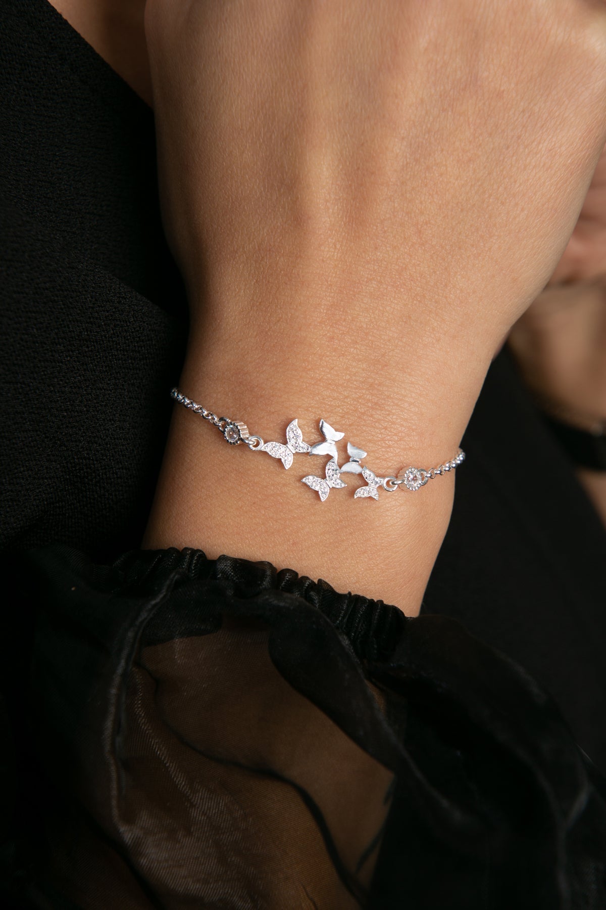 Wholesale Women's 925 Sterling Silver Flying Butterfly Bracelet