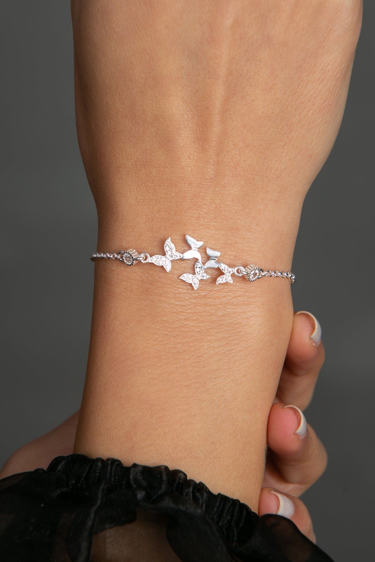 Wholesale Women's 925 Sterling Silver Flying Butterfly Bracelet