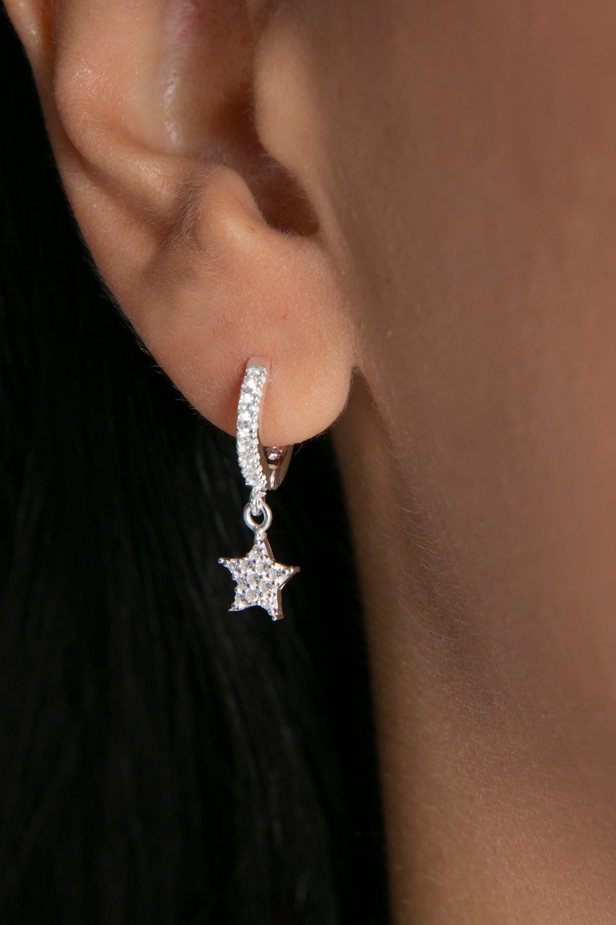 Wholesale Women's Stone Star Model 925 Sterling Silver Earrings