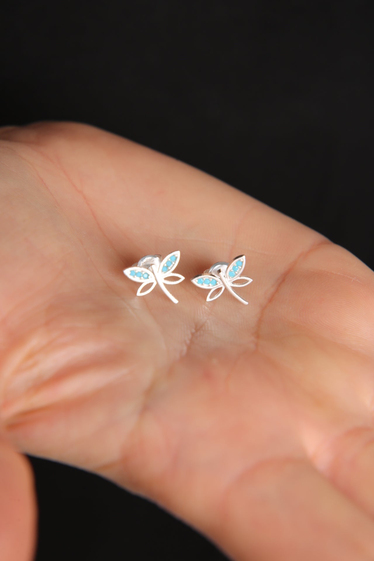 Wholesale Women's Stone Dragonfly Model 925 Sterling Silver Earrings