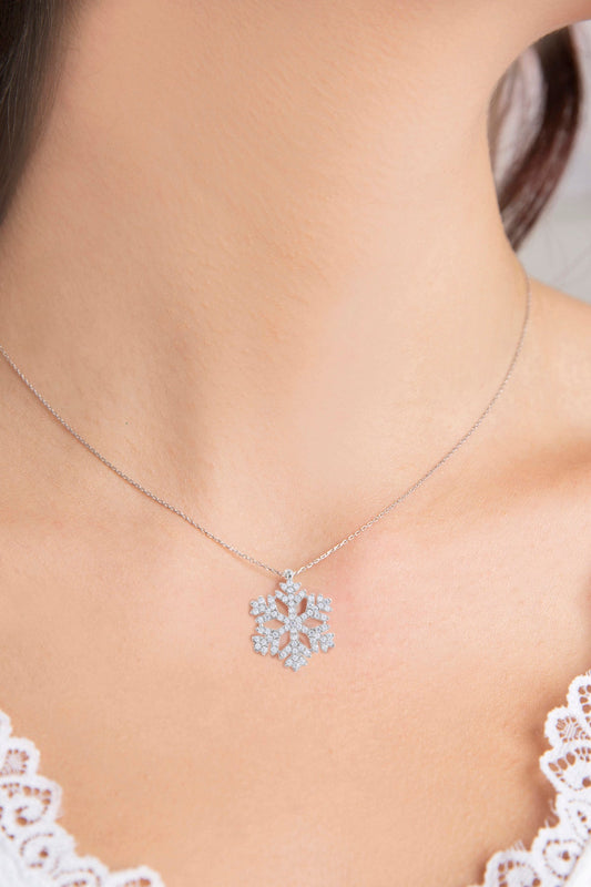 Collier flocon de neige en argent sterling 925 pour femmes, vente en gros 