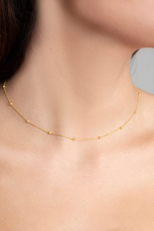 Wholesale Women's Gold-plated 925 Sterling Silver Necklace with Ball Chain