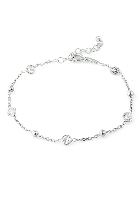 Wholesale Women's Stone-Detailed Ball Bracelet in 925 Sterling Silver