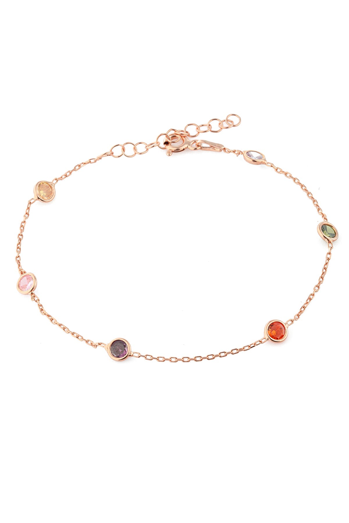 Wholesale Women's 925 Sterling Silver Bracelet with Colorful Stones and Rose Coating