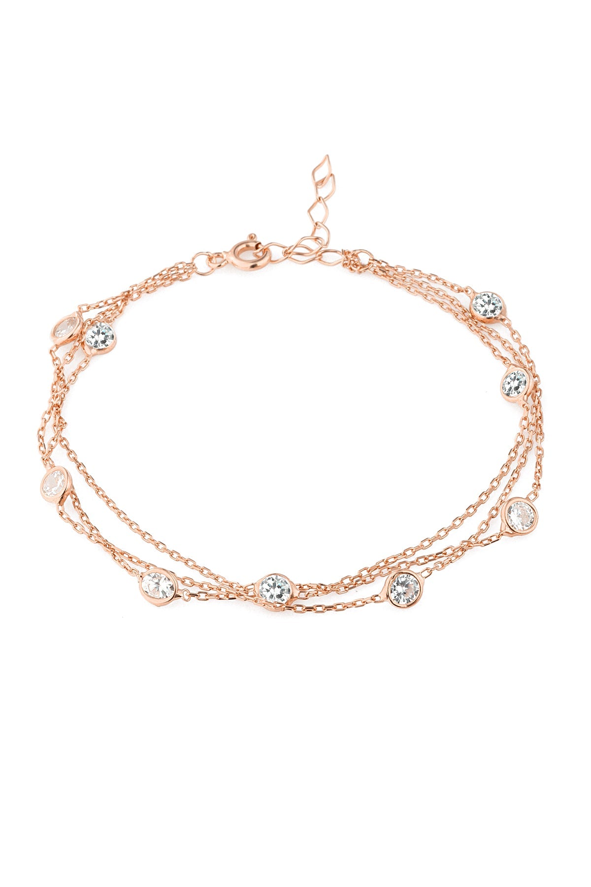 Bracelet en argent sterling 925 plaqué or rose pour femme, avec détails en pierre, vente en gros