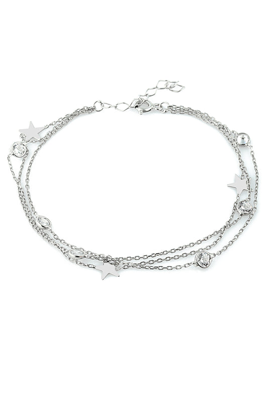 Wholesale Women's Stone-Detailed Star Bracelet in 925 Sterling Silver