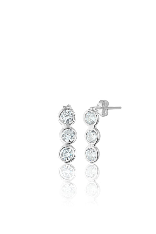 Boucles d'oreilles en argent sterling 925 pour femmes, avec rangée de pierres et placage rhodium, vente en gros