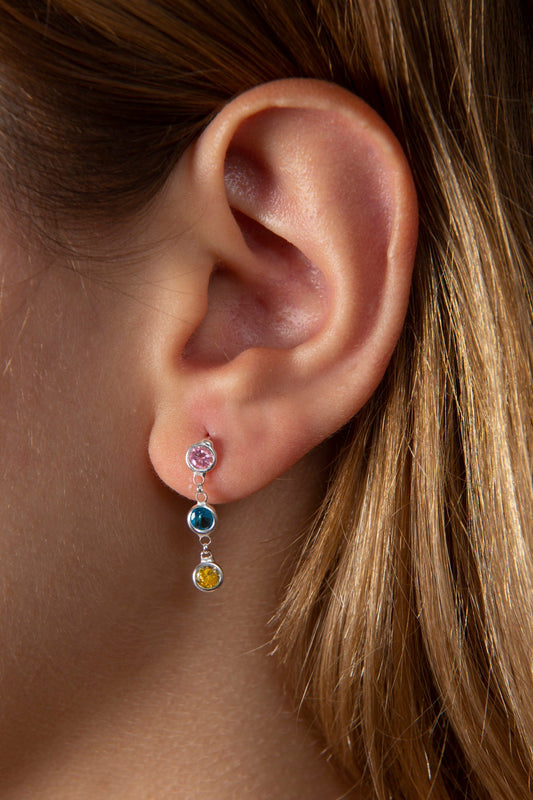 Wholesale Women's 925 Sterling Silver Earrings with Colorful Stones