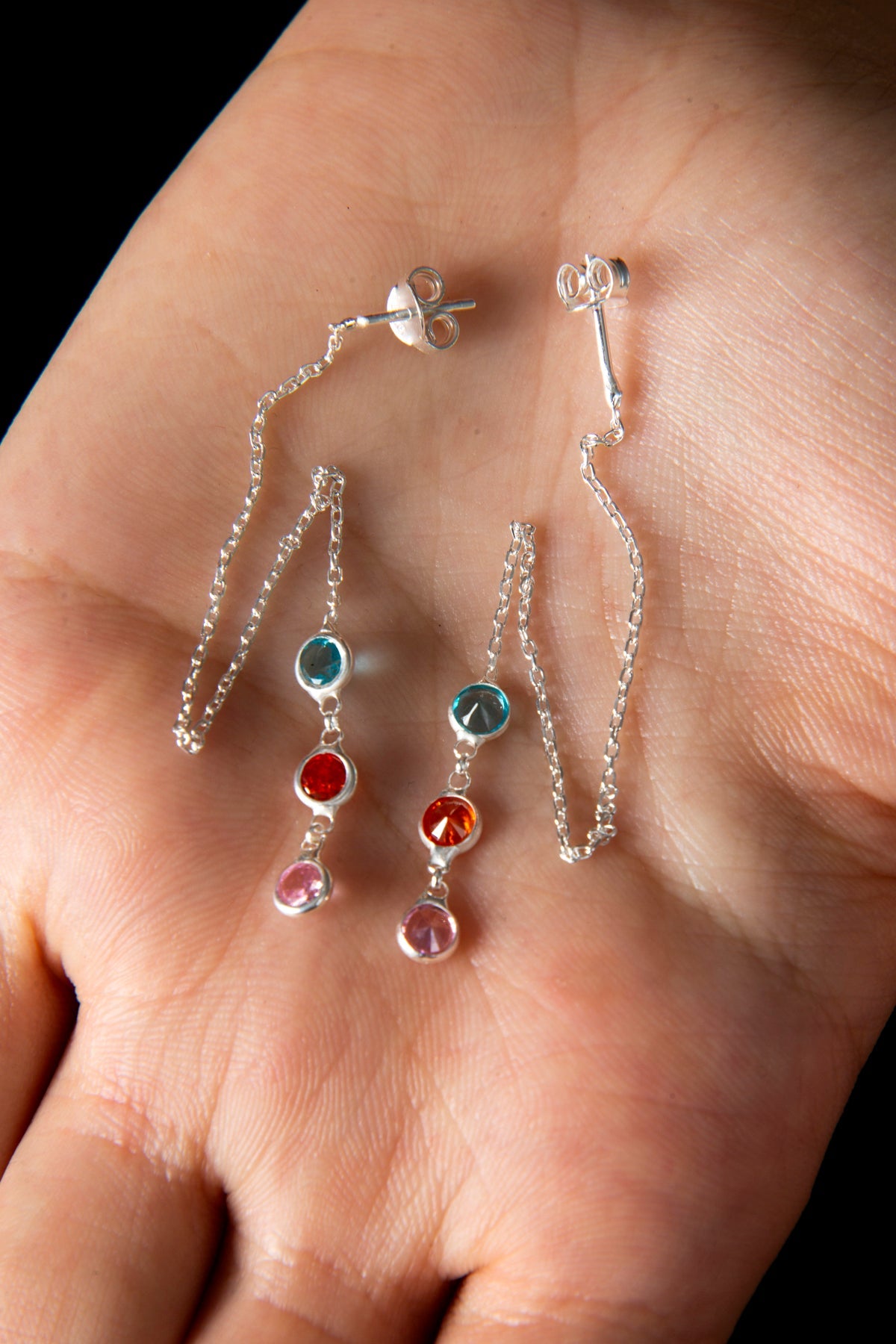 Wholesale Women's Colored Stone Model 925 Sterling Silver Earrings